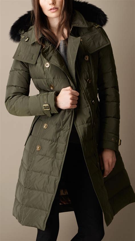 burberry down long coat|burberry winter coat woman.